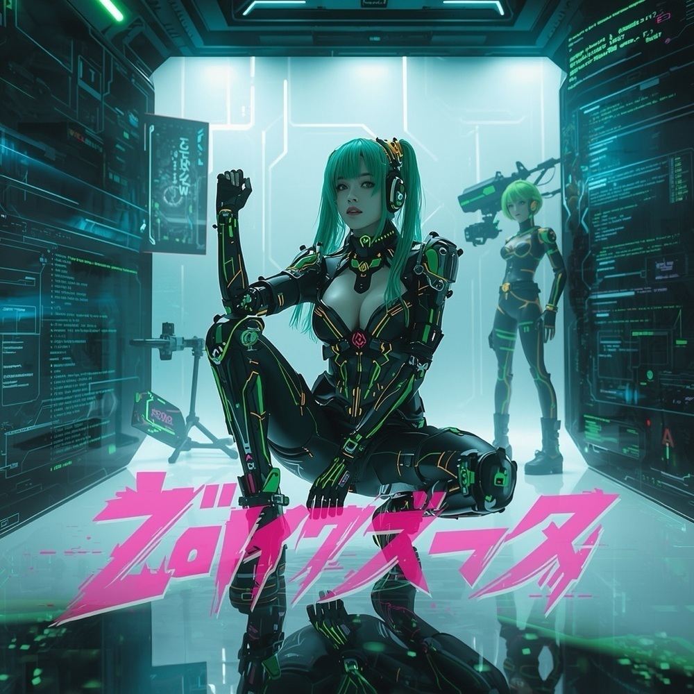 HANDCRAFTED digital art print Futuristic Gaming anime model NWT